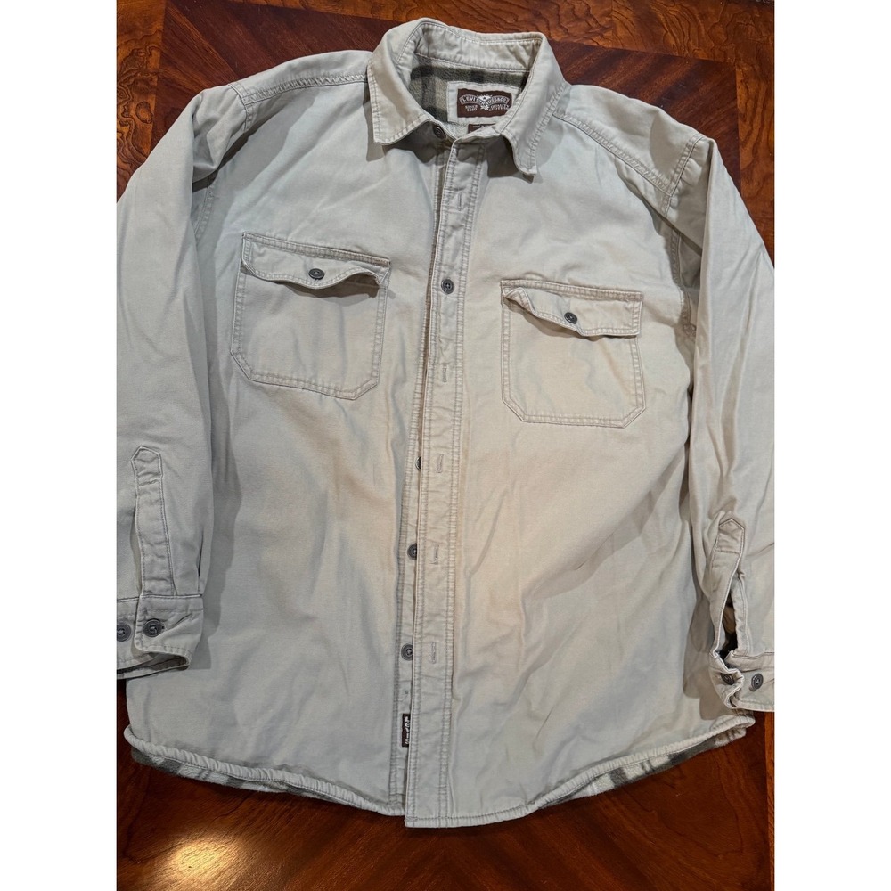 Levis Sherpa Mens Beige Button Down Collared Fleece Lined Jacket size Large